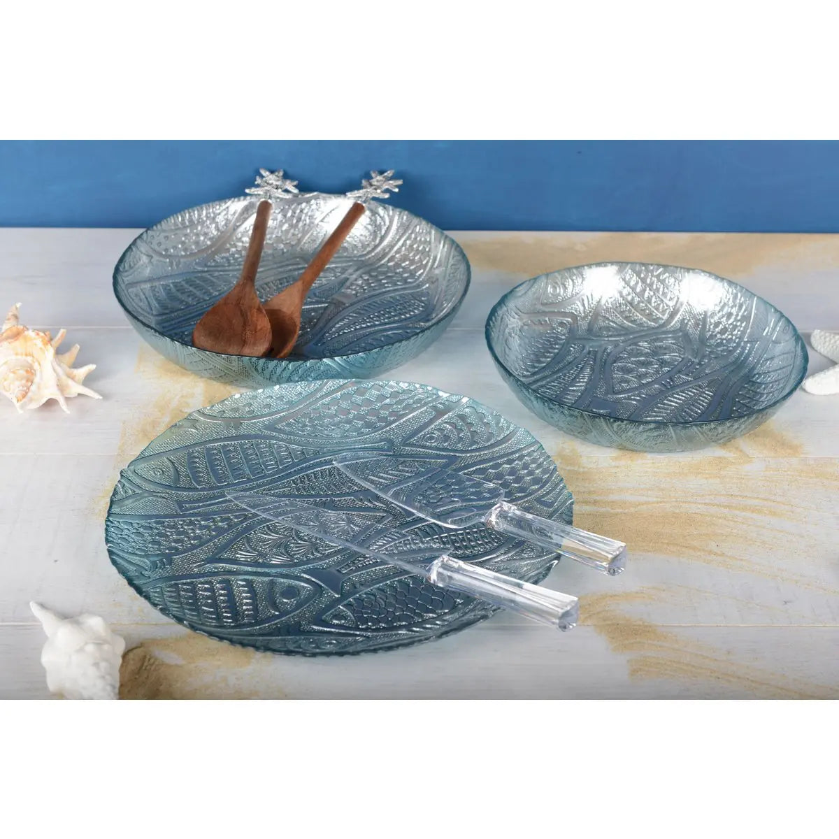 PLAT ROND POISSON BLEU CLAIR 32.5CM AULICA