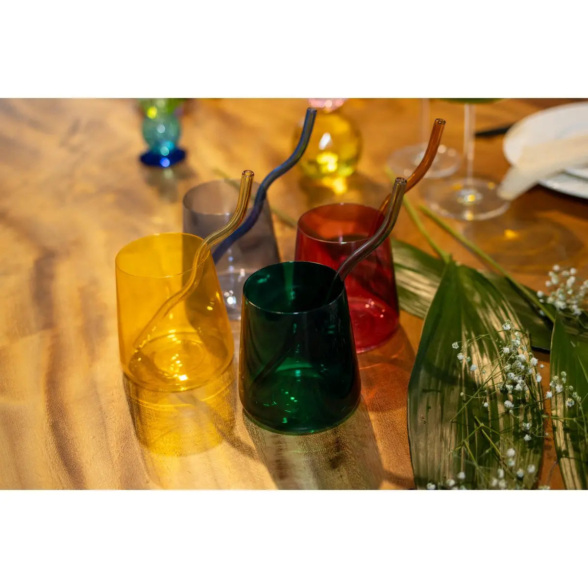 Pailles multicolores en verre - lot de 4 AULICA