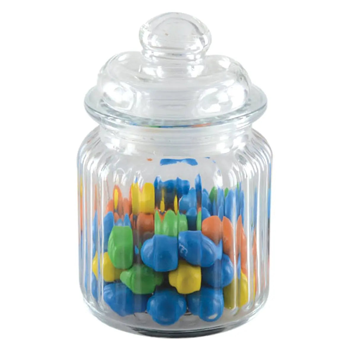 Petit pot en verre avec couvercle striée AULICA