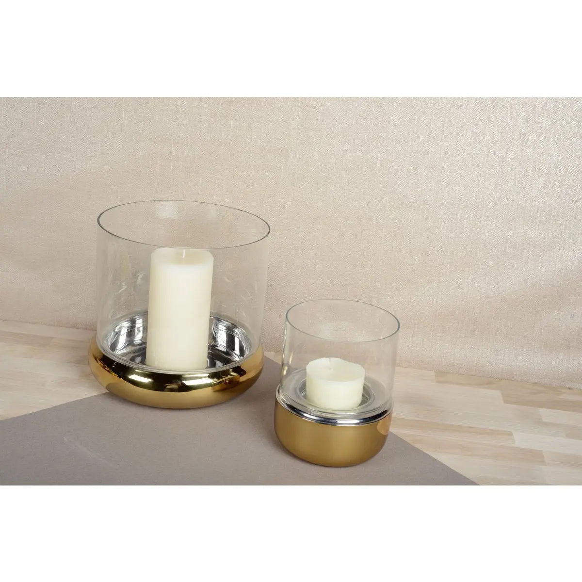 Photophore doré double paroi 24x24x18cm AULICA