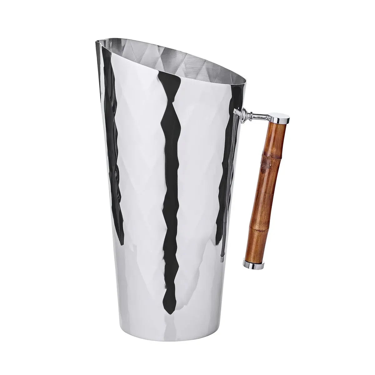 Pichet EDZARD Jana avec poignée en bambou, acier inoxydable, nickelé brillant, hauteur 25 cm, capacité 1,8 litre EDZARD-SHOP.com