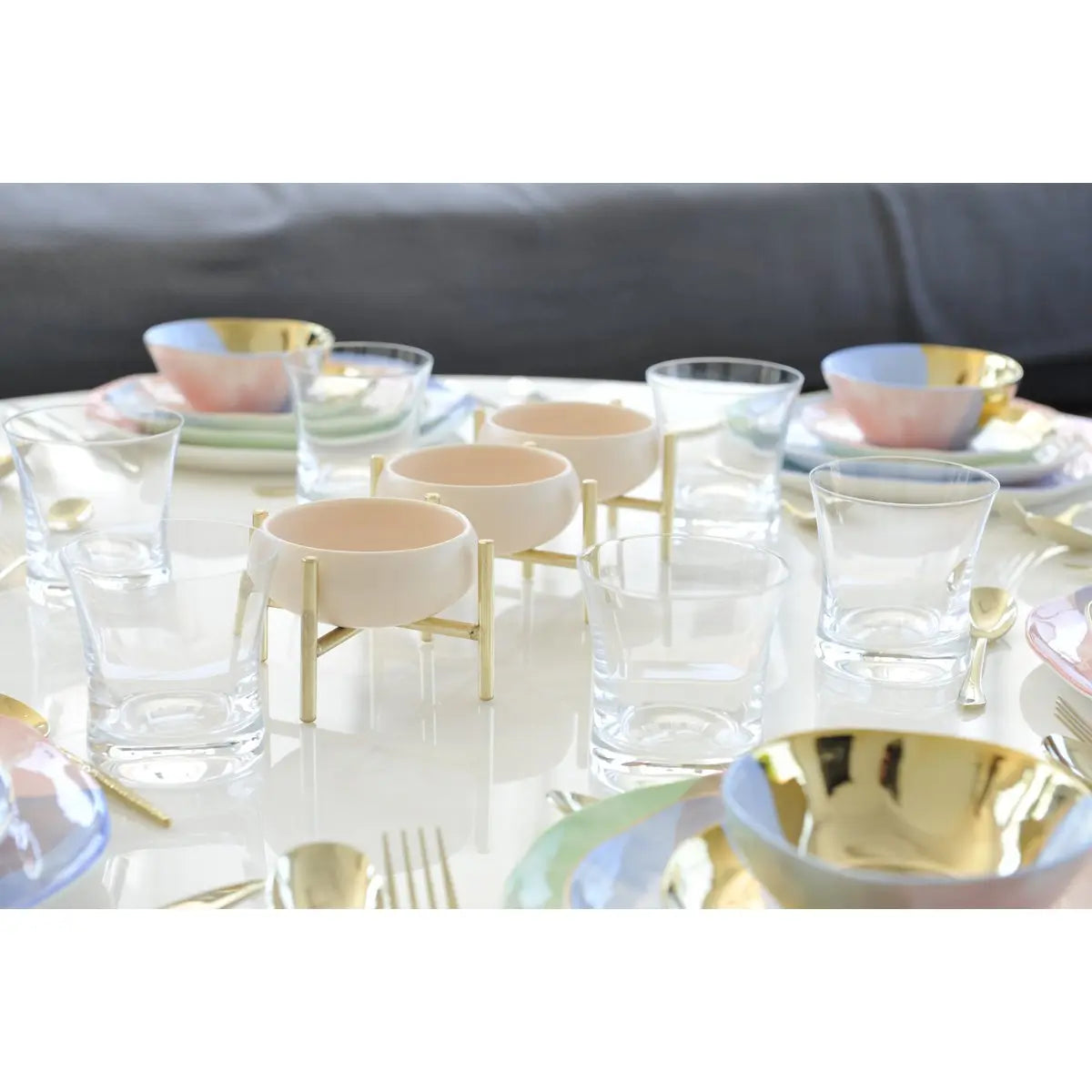 Plat 3 compartiments apéritif beige et doré AULICA