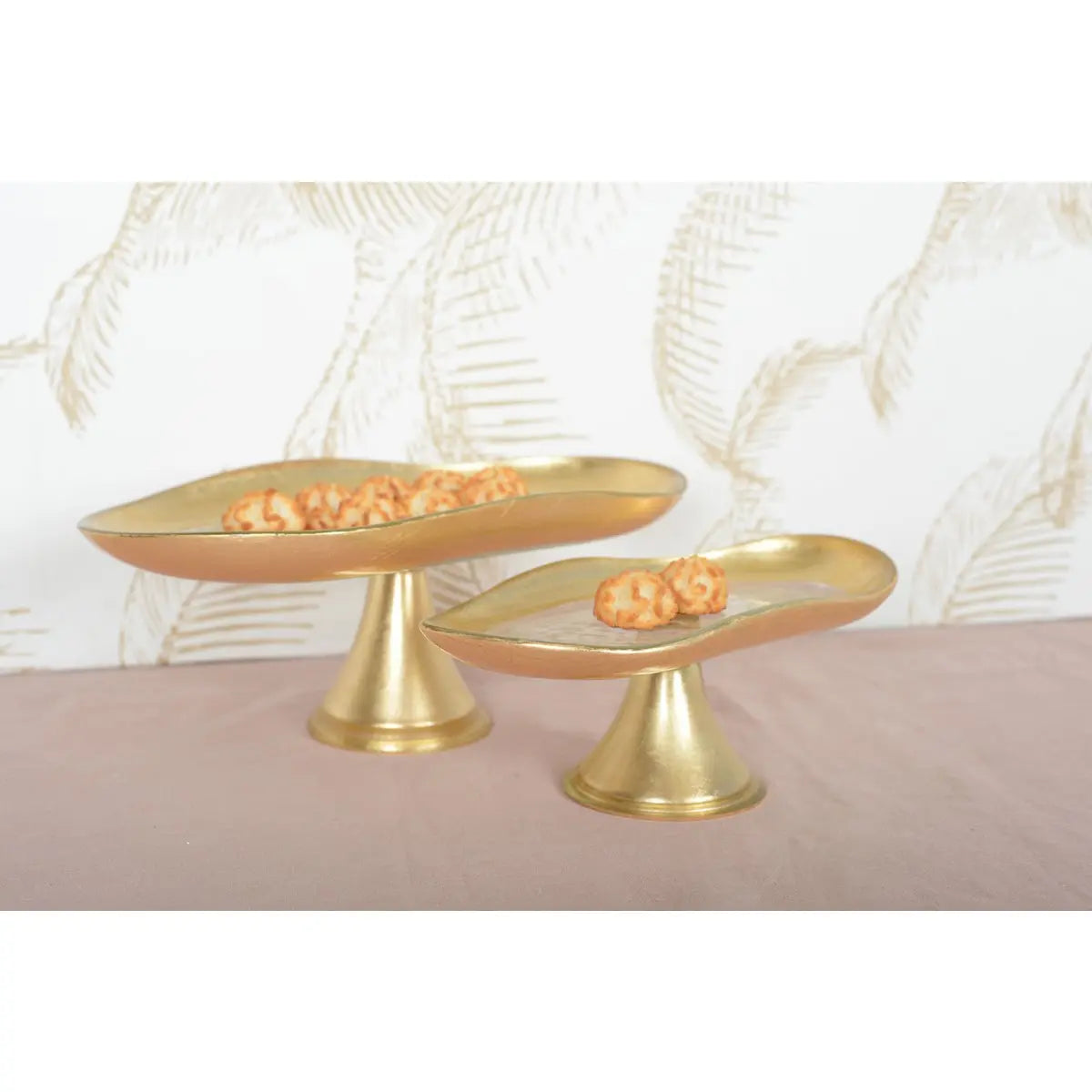Plat à cake bords dores sur pied grand modèle 35.2x19.7x13.2cm AULICA