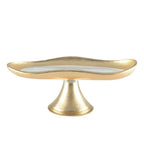Plat à cake bords dorés sur pied petit modèle 27.5x14.5x10cm AULICA