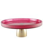 Plat à gâteaux framboise sur pied dore 21x21x8cm AULICA