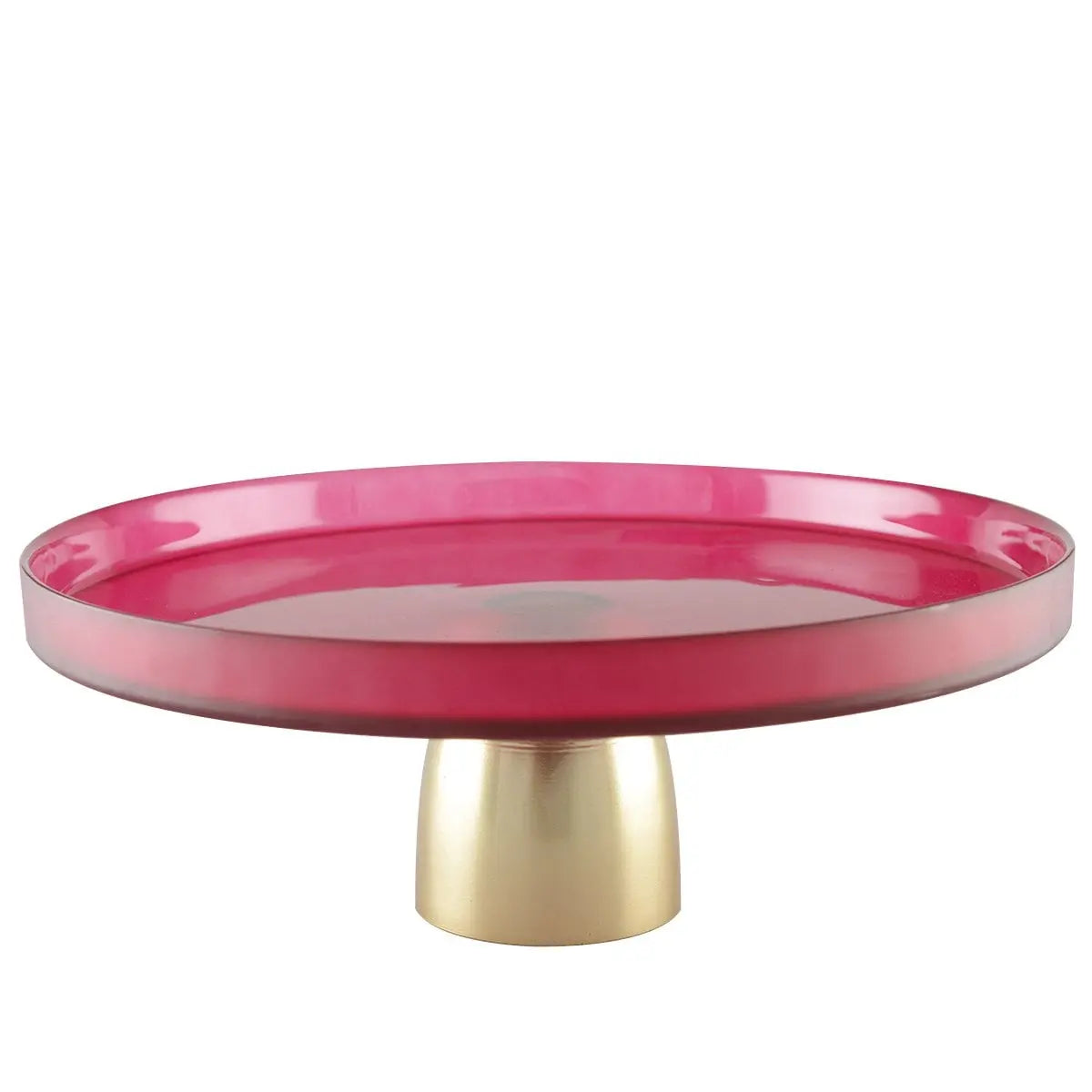 Plat à gâteaux framboise sur pied dore 21x21x8cm AULICA