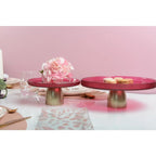 Plat à gâteaux framboise sur pied dore 28cm AULICA