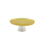 Plat à gâteaux jaune sur pied blanc 21cm - citron AULICA