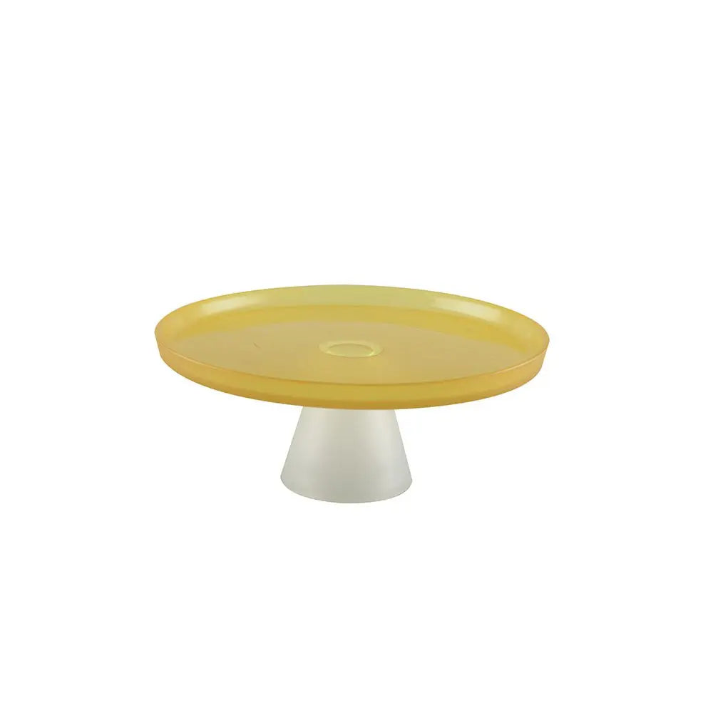 Plat à gâteaux jaune sur pied blanc 21cm - citron AULICA