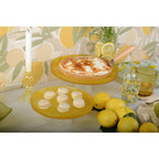 Plat à gâteaux jaune sur pied blanc 21cm - citron AULICA