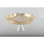 Plat à gâteaux sur pied dentelle dorée AULICA