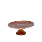 Plat à gâteaux sur pied marron bord doré 21cm AULICA