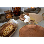 Plat à gâteaux sur pied marron bord doré 21cm AULICA