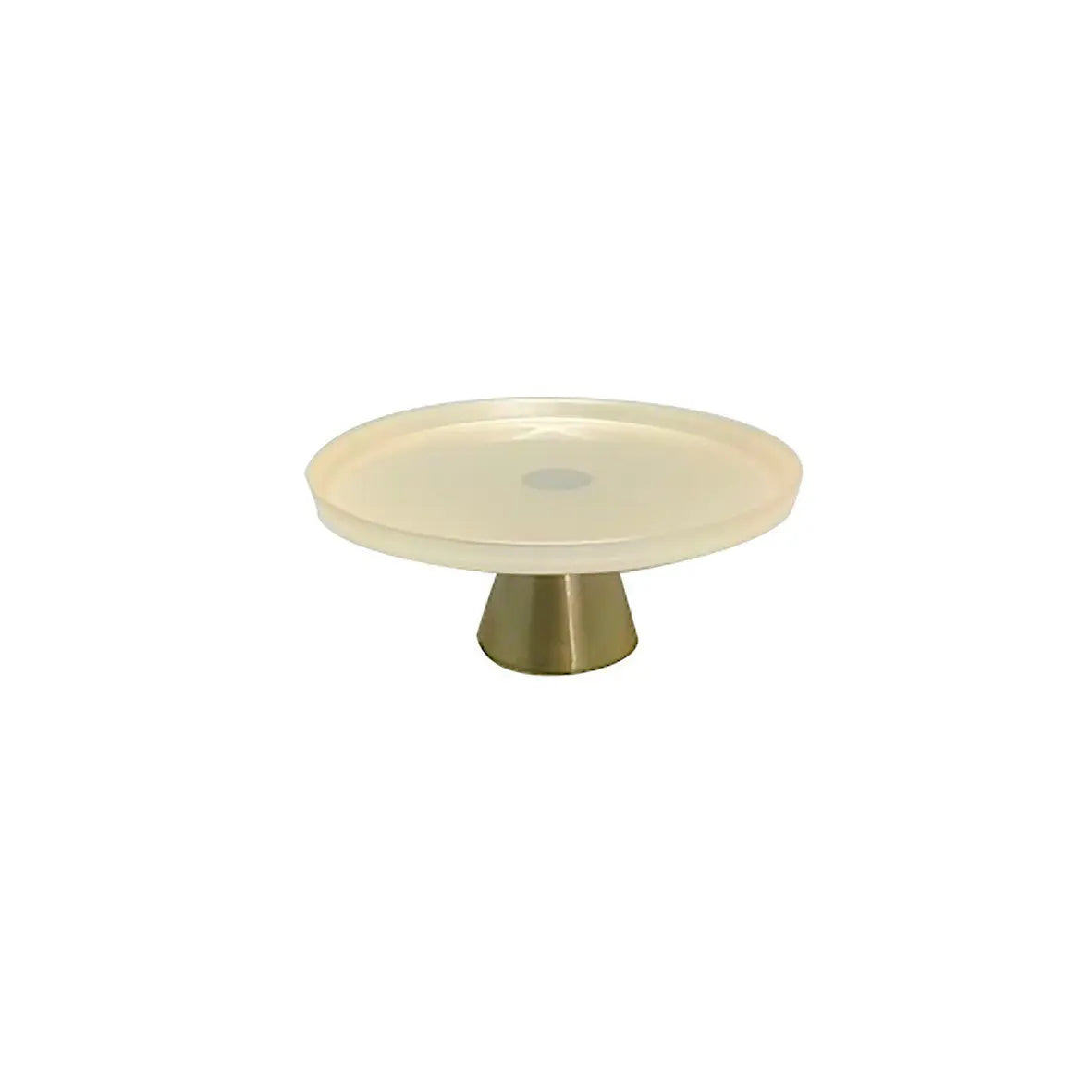 Plat à gâteaux vanille sur pied doré 21x21x8cm AULICA