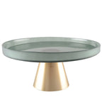 Plat à gâteaux vert sur pied doré 21x21x8cm AULICA