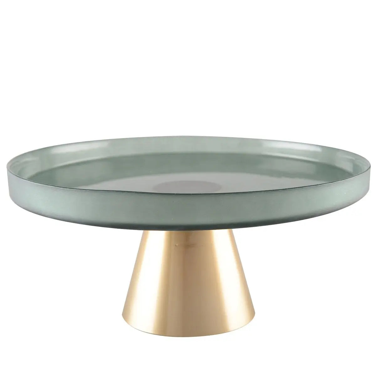 Plat à gâteaux vert sur pied doré 21x21x8cm AULICA