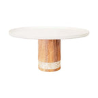 Plat à tarte blanc sur pied en bois grand modèle 30x30x15cm AULICA