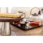 Plat à tarte en bois sur pied en métal argent 30x30x14.5cm AULICA