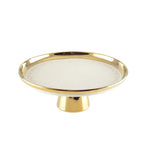 Plat à tarte sur pied crème avec bord doré AULICA