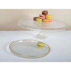 Plat à tarte sur pied en verre moyen modèle 32x32x17cm AULICA