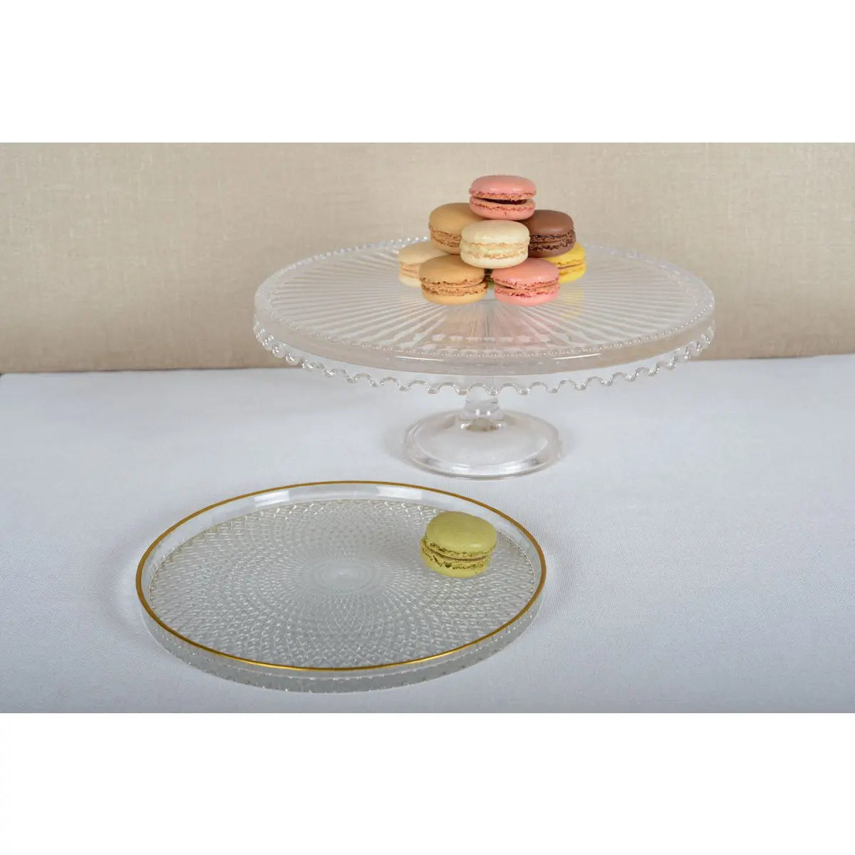 Plat à tarte sur pied en verre petit modèle 32x32x12cm AULICA