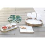Plat carré blanc 4 compartiments en bois manguier AULICA