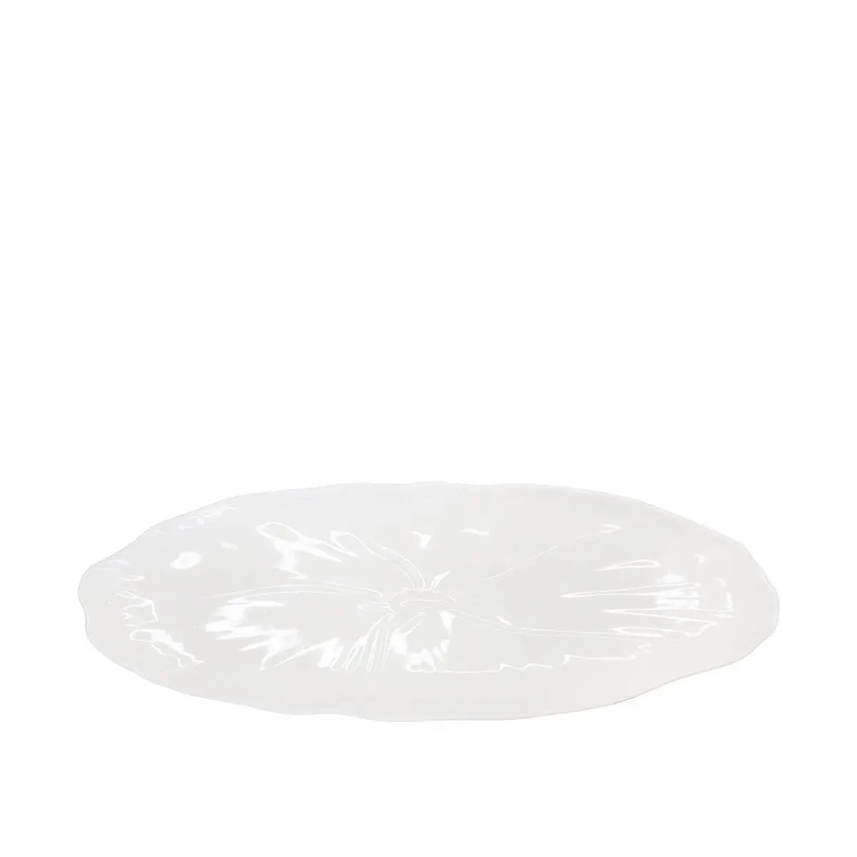 Plat ovale fleur blanche 37cm AULICA