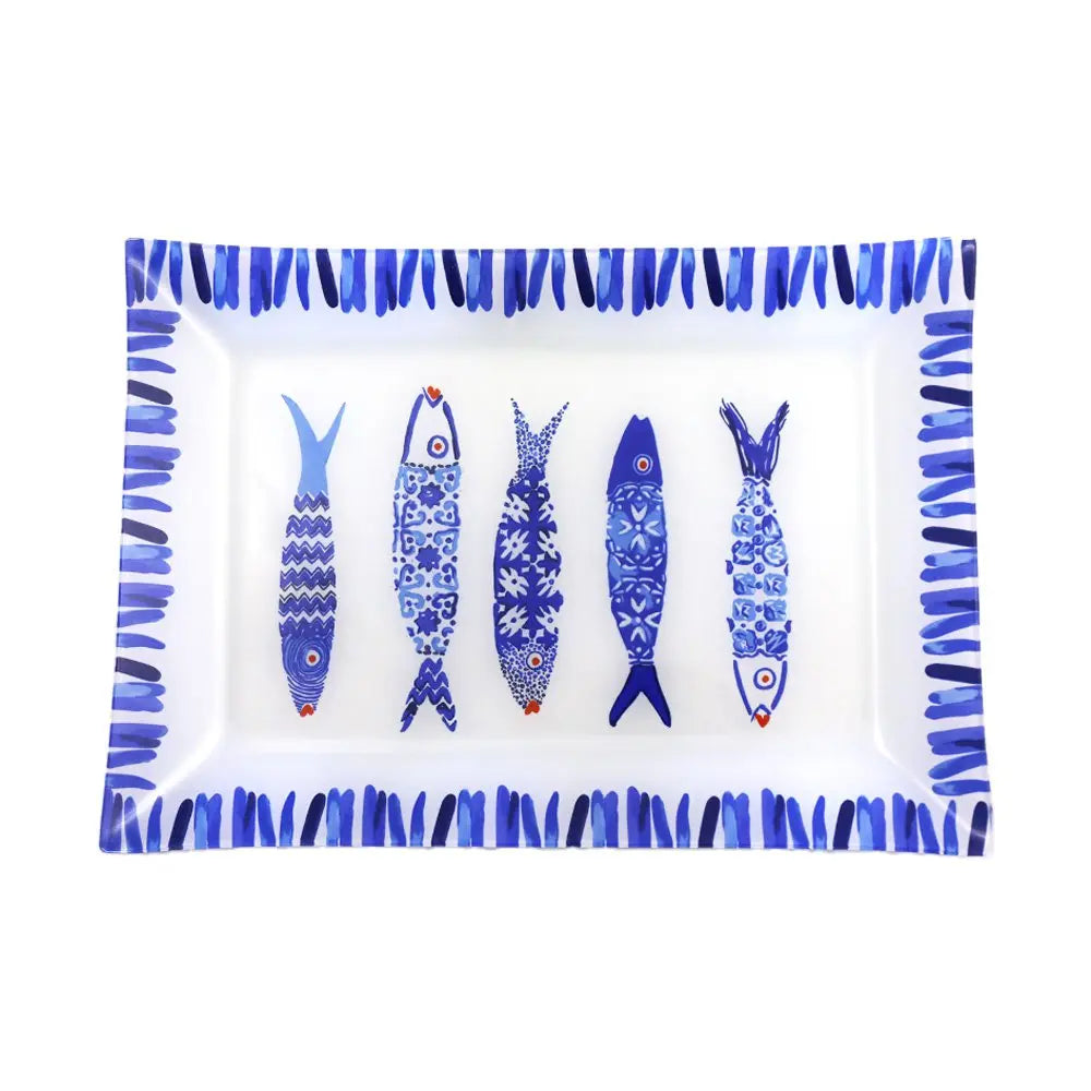 Plat rectangulaire poisson bleu 35x25x2.8cm AULICA