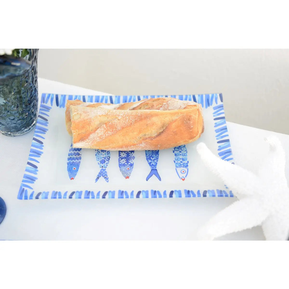 Plat rectangulaire poisson bleu 35x25x2.8cm AULICA