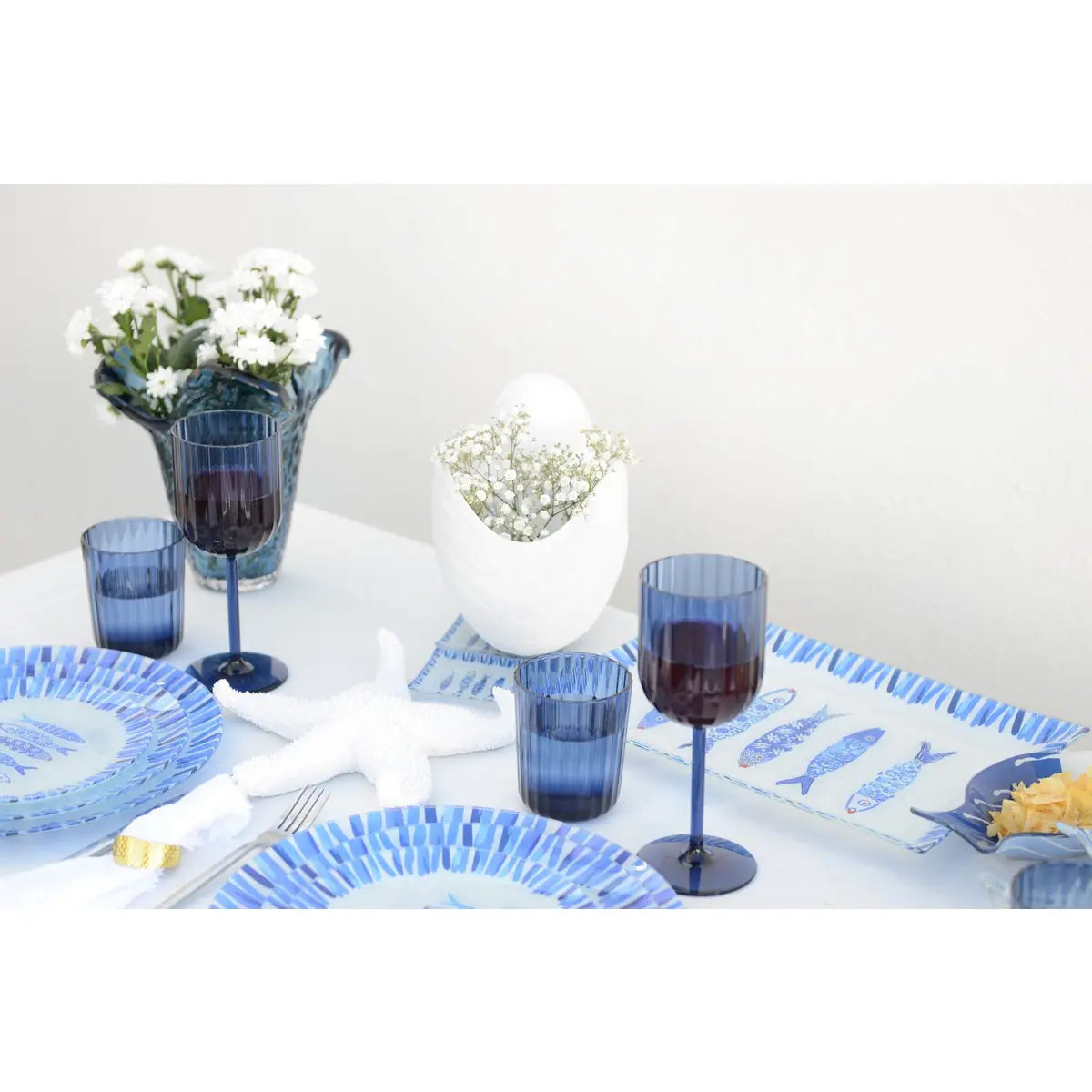 Plat rectangulaire poisson bleu 35x25x2.8cm AULICA