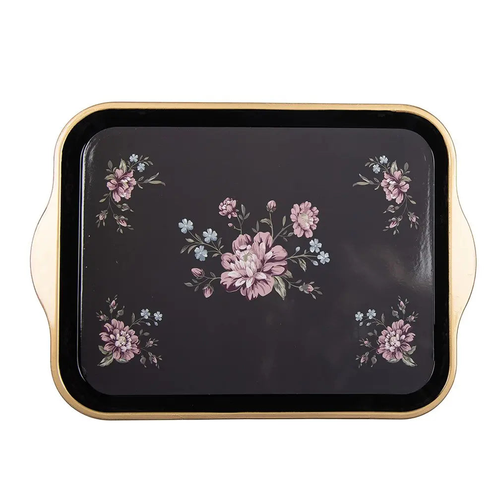 Plateau 38x27x2 cm Plastique Noir Clayre & Eef.