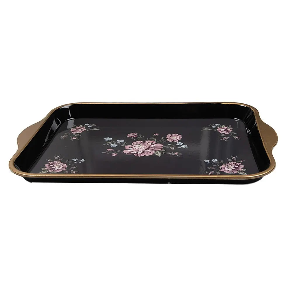 Plateau 38x27x2 cm Plastique Noir Clayre & Eef.