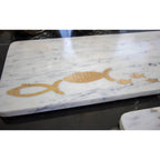 Plateau à fromage en marbre poisson doré 40x15.5x1.5cm AULICA