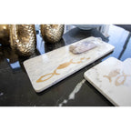 Plateau à fromage en marbre poisson doré 40x15.5x1.5cm AULICA