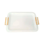 Plateau blanc rectangulaire avec poignées en bois 41x31cm AULICA