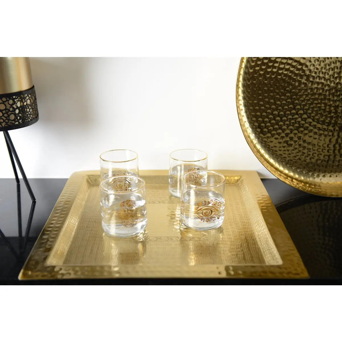 Plateau carré doré 38cm AULICA