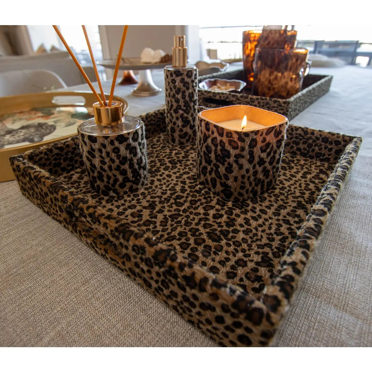 Plateau carré léopard 30x30x4.5cm AULICA