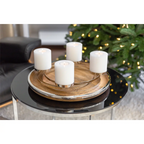 Plateau de service EDZARD Cincinnati, bois de manguier et acier inoxydable, nickelé brillant, diamètre 40 cm EDZARD-SHOP.com