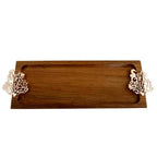 Plateau en bois avec décoration corail rose gold 42x13x3cm AULICA