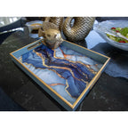 Plateau rectangulaire bleu aquarelle 40x30x4.5cm AULICA