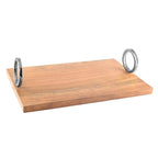 Plateau rectangulaire en bois avec anse argent 40x26x11cm AULICA