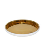 Plateau rond écru et doré 32.5x32.5x4.5cm AULICA