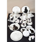 Plateaux noirs et blancs avec design chat - lot de 2 AULICA