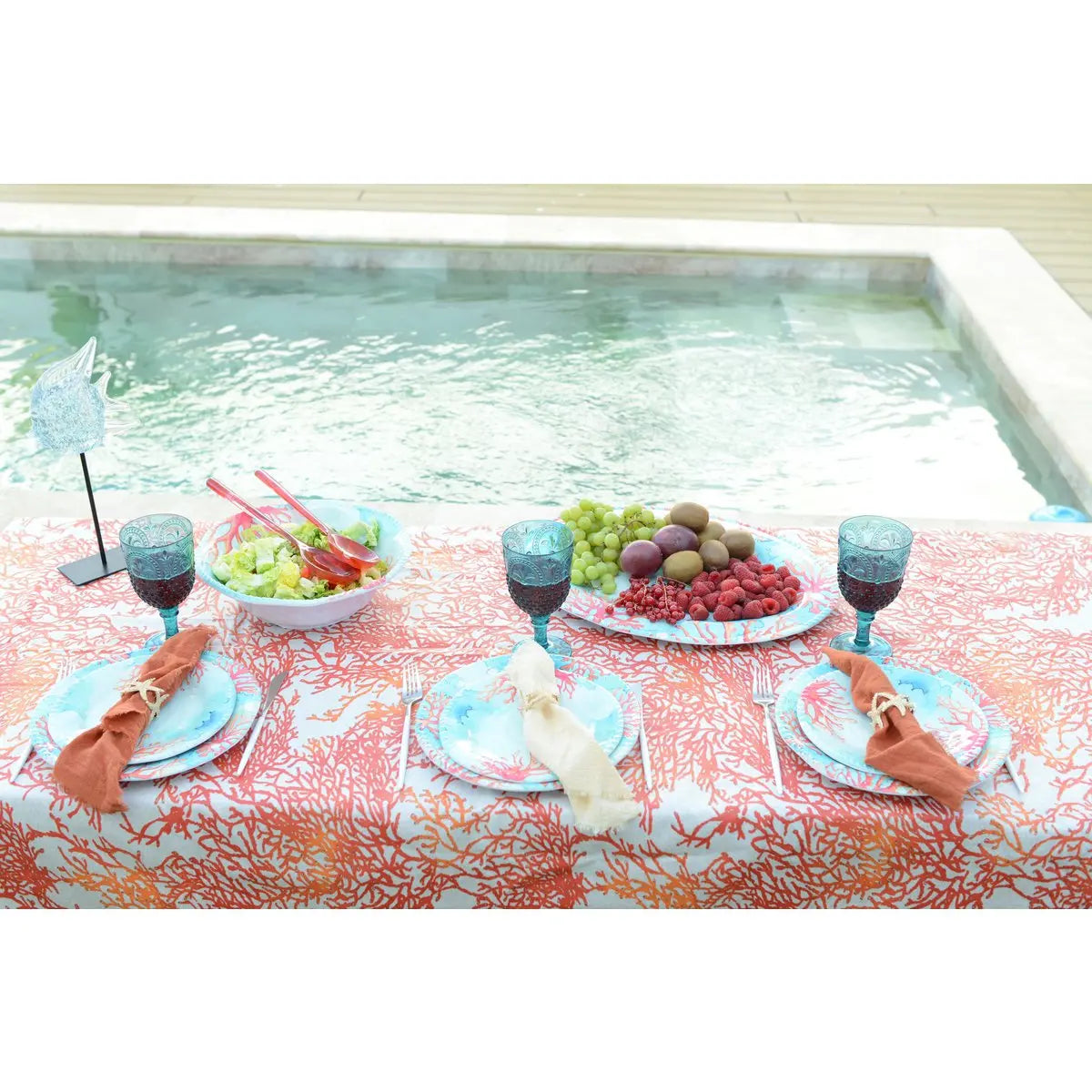 Poisson décoratif en verre bleu et transparent sur pied en métal AULICA