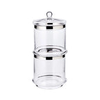 Pot en verre Lia (H 29 cm, ø 14 cm), avec un couvercle en cristal soufflé à la bouche avec un bord en platine EDZARD-SHOP.com