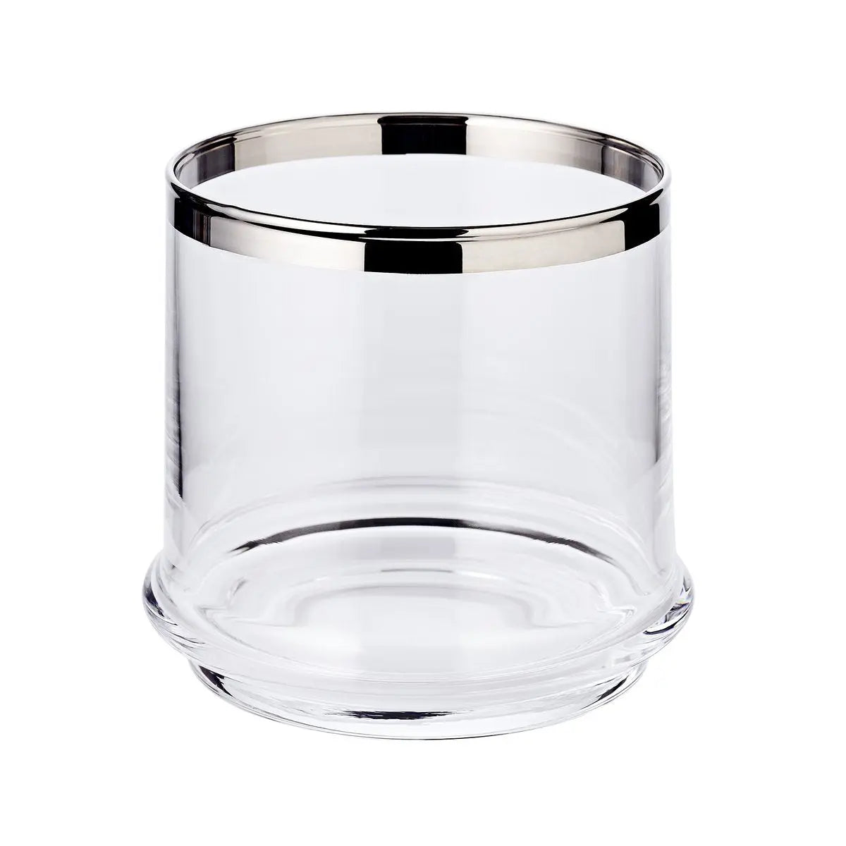 Pot en verre Lia (H 29 cm, ø 14 cm), avec un couvercle en cristal soufflé à la bouche avec un bord en platine EDZARD-SHOP.com