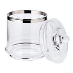 Pot en verre Lia (H 29 cm, ø 14 cm), avec un couvercle en cristal soufflé à la bouche avec un bord en platine EDZARD-SHOP.com