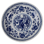 Présentoir à gâteau sur pied Ø 26x13 cm Porcelaine Blanc Bleu Clayre & Eef.