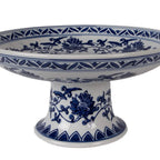 Présentoir à gâteau sur pied Ø 26x13 cm Porcelaine Blanc Bleu Clayre & Eef.