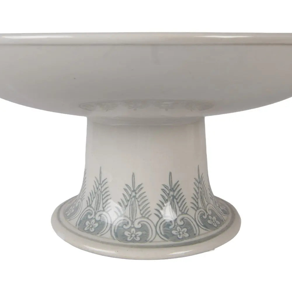 Présentoir à gâteau sur pied Ø 32x15 cm Blanc Vert Porcelaine Clayre & Eef.